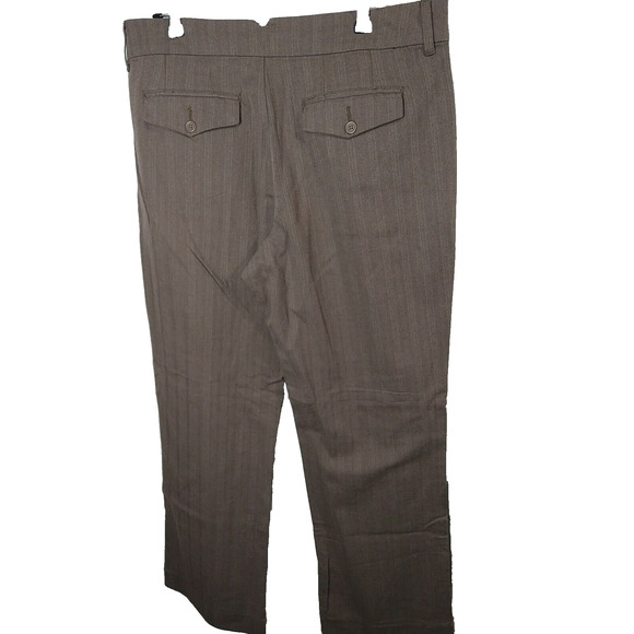 Riders By Lee Woman 14M Trouser Pants Brown Striped Pocket Straight - Picture 11 of 11